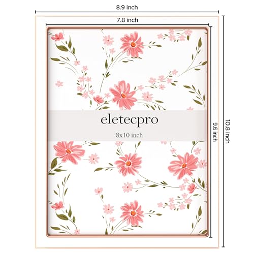 Image of eletecpro 8x10 Enamel Picture Frame with Real Glass Cover, White, 1-Pack | Tabletop or Wall Decor, Horizontal and Vertical Display, Metal Edge & Velvet Backing Design, Easy Slide-In Photo Changing
