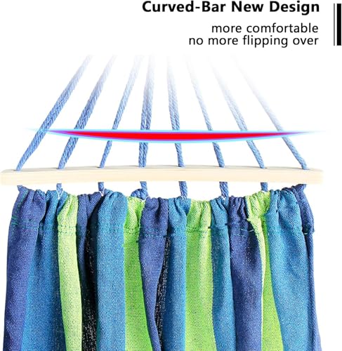 Image of Dolphy Foldable Hammock with Stand | Portable with Metal Frame, 2 in 1 Hammock Net Stand | Chair Stand with Carry Bag | for Patio, Garden, Yard (Green /Blue)