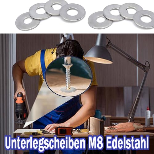 FLEXNOVA 50 Stück Unterlegscheiben M8 Edelstahl, 16mm 20mm 24mm Unterlegscheiben aus Rostfreiem Stahl Karosseriescheiben Unterlegscheiben Flache Sicherungsscheiben