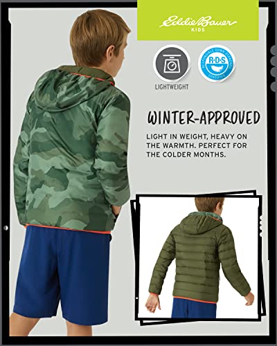Image of Eddie Bauer Kids' Reversible Jacket - Weather Resistant Quilted Down Coat for Boys and Girls (3-20)