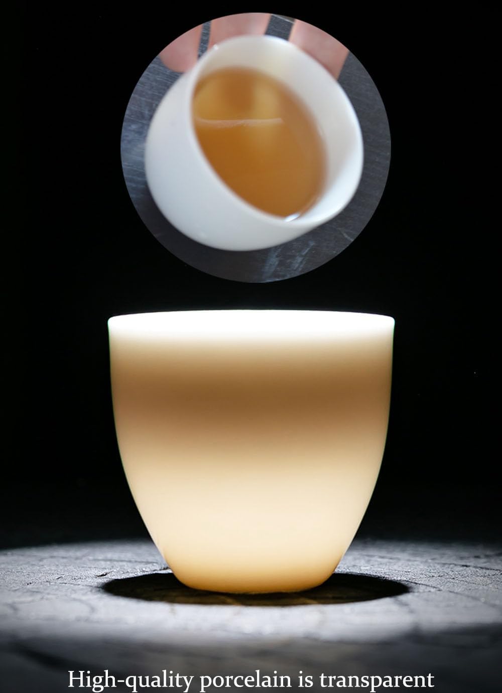 Liang baobao Small Porcelain Teacup Set of 4 White Sample Tea Cups Mutton Fat Jade Glazed Cups Chinese kung Fu Tea Cup Egg-shaped 3oz (Sheep fat jade porcelain)