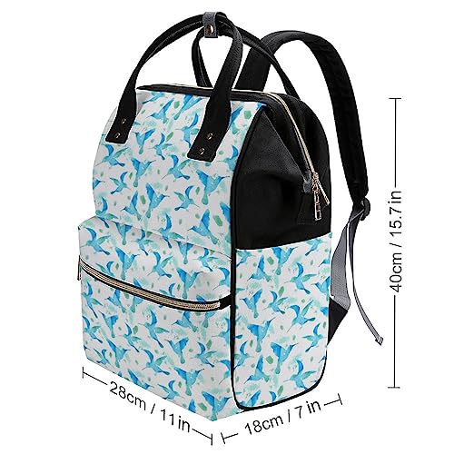 Watercolor-Hummingbirds-Diaper-Bag-Portable-Backpack-Mommy-Bag-Travel-Shoulder-Daypack-for-Outdoor-Working-Beach