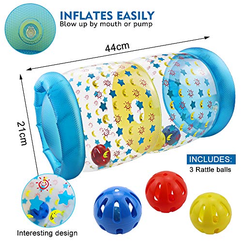 QIQU Baby Shower Crawling Plastic Training Roller Baby Crawling Fitness Toys Inflatable Baby Jumbo Roller with Bell Ball Inside Exercise Your Baby\'s Hearing and Touch, Muscles and Coordination