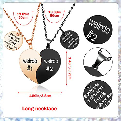 Mjartoria Best Friend Necklaces Bff Necklace For 2 Friendship Valentines Day Gifts Split Heart Necklace Weirdo 1 Weirdo 2 Best Friends Forever Pendant Set #TOP4