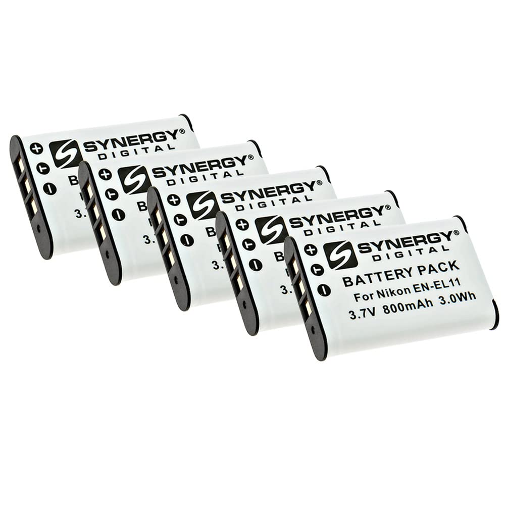 Synergy Digital Digital Camera Batteries, Compatible with Vidpro ACD-287 Digital Camera Batteries (li-ion, 3.7V, 800 mAh), Set of 5