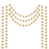Honbay 2PCS Double Side Glitter Paper Star Garland Christmas Galaxy Banner Christmas Garland - 4 inch in Diameter,13 Feet Long/PCS (Gold)