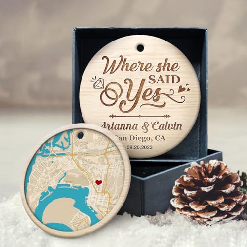 Personalized Location Map Ornament – Custom Engaged Couple Gift, Unique First Meeting Memory Ceramic Keepsake - Image 6