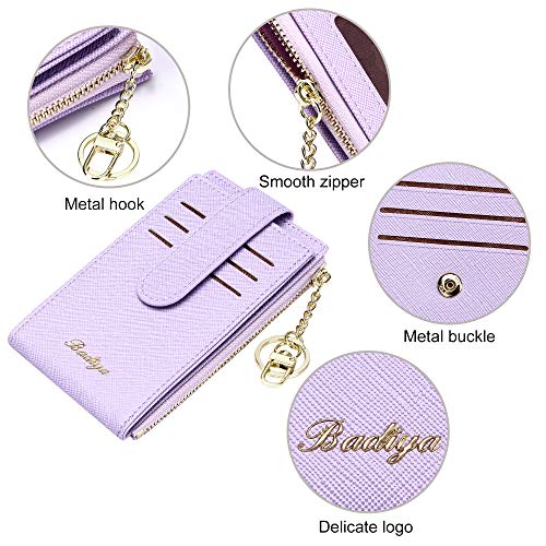 Image of Badiya Slim Women Wallet RFID Blocking Bifold Compact 9 Card Slots Holder Wallets Soft Leather with Zipper Coin Pocket 2 ID Window