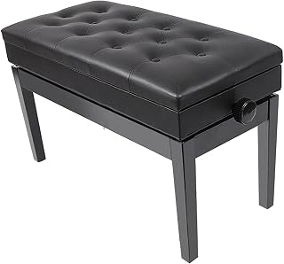 IBOWZ Leather Piano Bench Duet Piano Bench Hydraulic Automatic Lifting Piano Bench with Music Compartment,Suitable for Teachers and Child