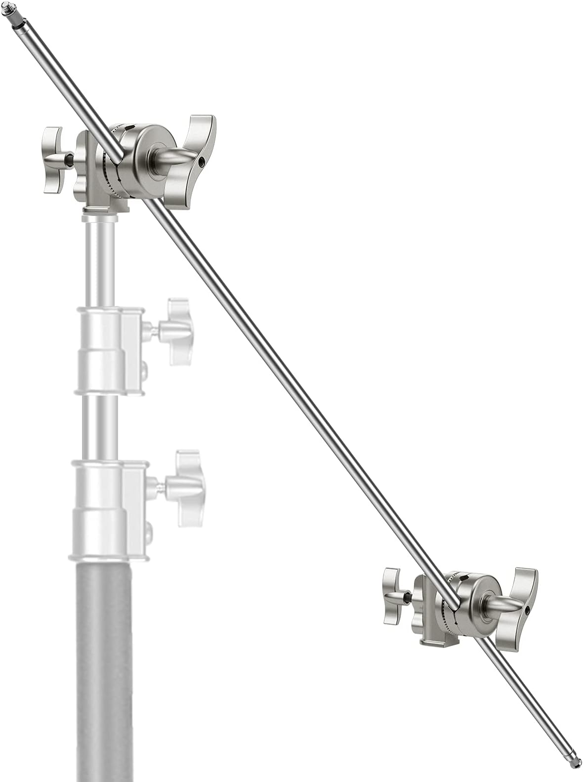 Extension Grip Arm Boom Arm with 2 Pieces Grip Heads - 40 inches/101.6 centimeters Aluminum Alloy Construction for Light Stand,Reflector and Other Equipment for Studio Video Photography(Silver)