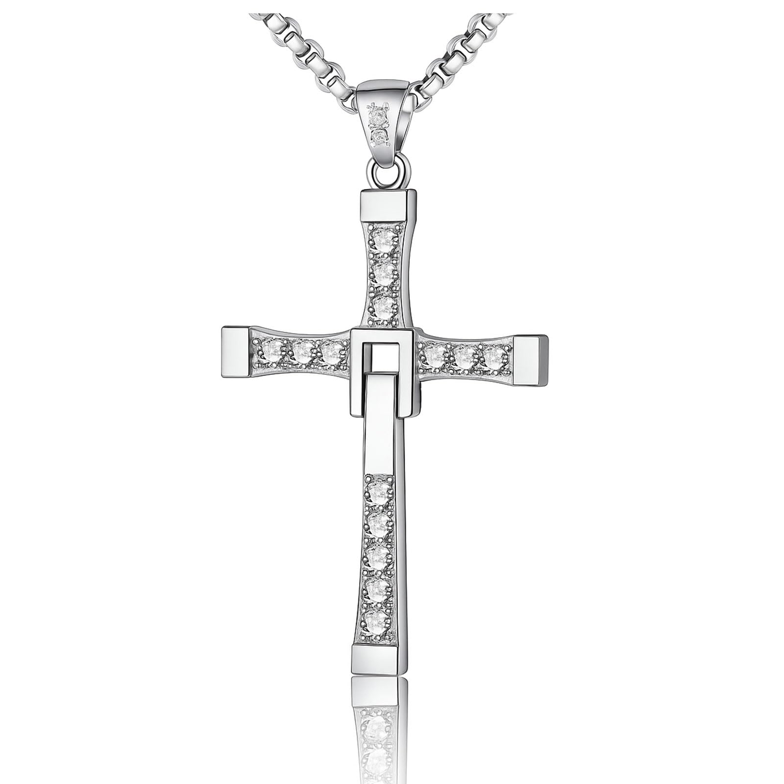 KEYCHIN Inspired Cross Necklace Fast Sports Enthusiasts Gift Cross Pendant Titanium Steel Necklace Movie Peripheral Jewellery Movie Fans Gift for Men and Woman