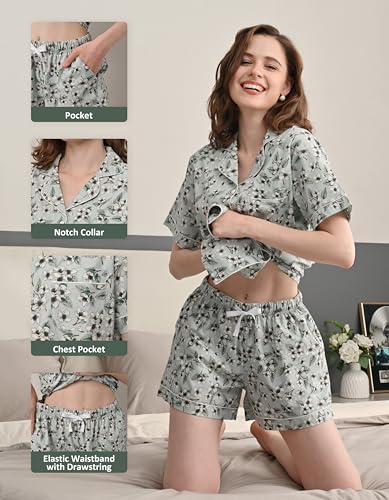 Image of NAP BOUND 100% Cotton Pajamas for Women 2 Piece PJs Set Long Sleeve Button Down Breathable Woven Sleepwear Loungewear XS-XXL