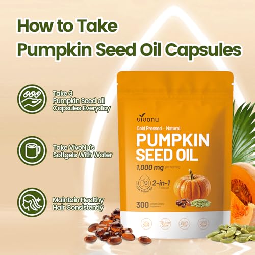 Image of VivoNu Pumpkin Seed Oil with Saw Palmetto Capsules,300 Softgels,Non-GMO