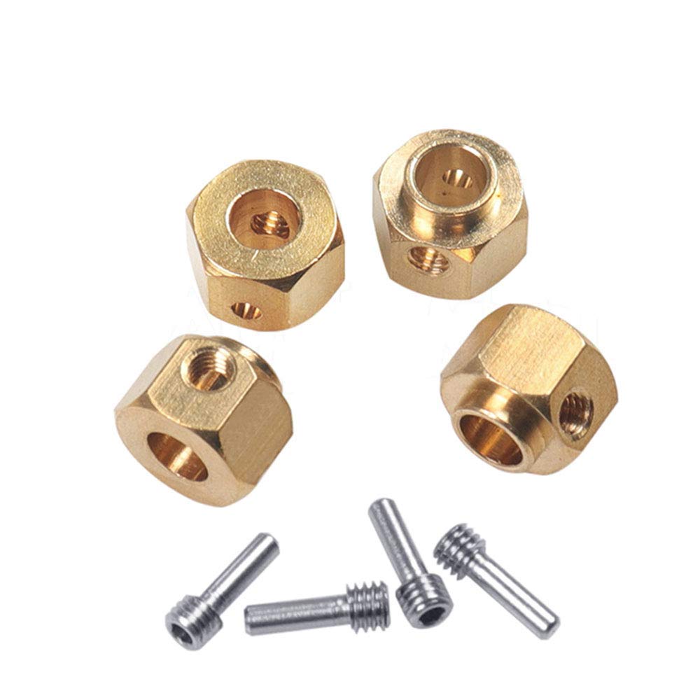 Lot De 4 Adaptateurs De Moyeu Hexagonaux En Laiton Pour Roues De 4 Mm - Compatibles Avec RC Crawler 1/18 TRX4M - Accessoires De Rechange Pour Améliorer La Stabilité