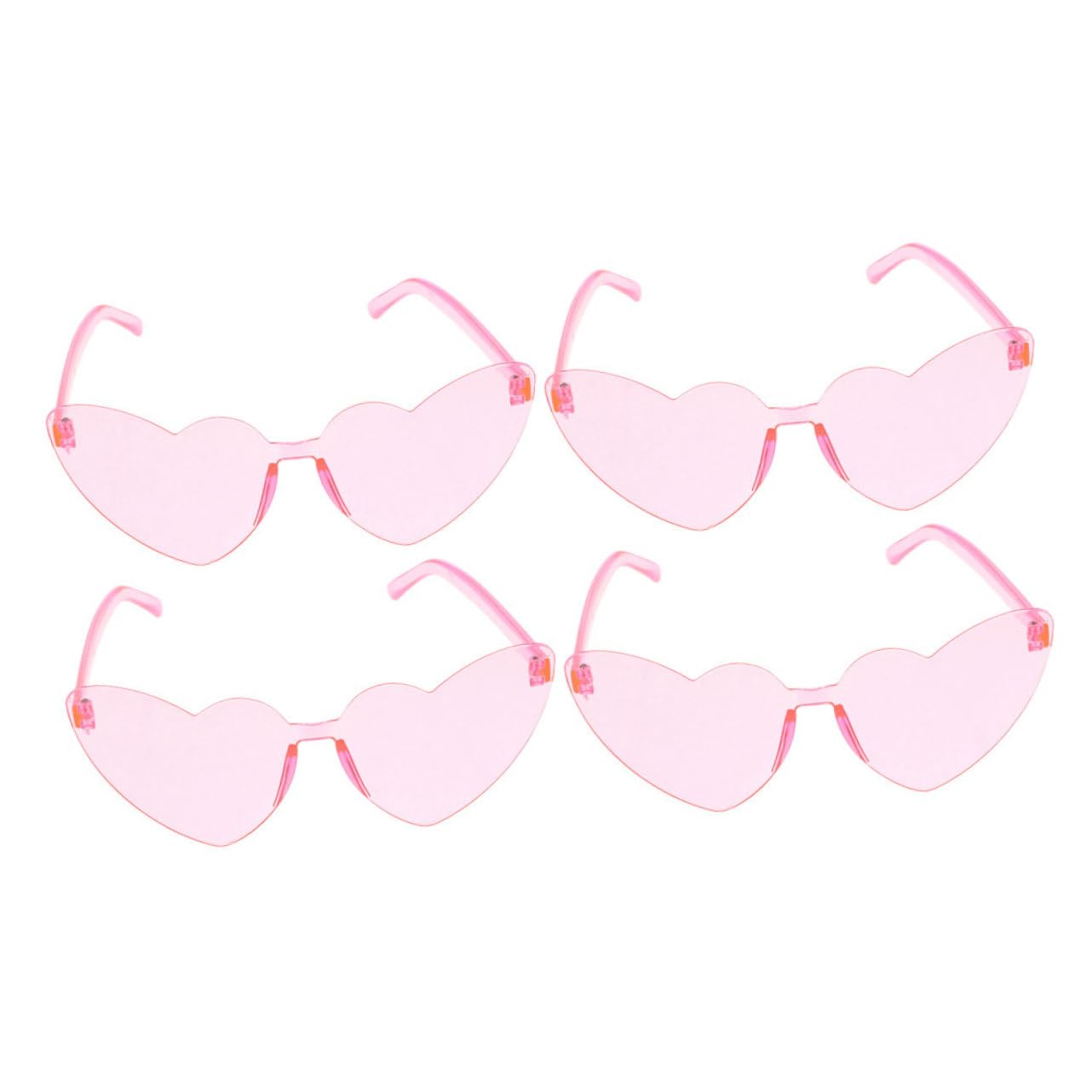 Homoyoyo Unique Heart Frameless Sunglasses 4pcs Rimless Glasses for Women Party Carnival Wear