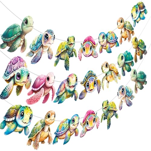 Sea Turtle Banners Turtle Birthday Party Decorations Ocean Animals Turtle