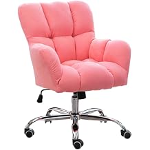 Mid Back Velvet Executive Swivel Chair Armchair Upholstered Adjustable Task Chair Ergonomic Office Chair for Office, Dressing Room, Restaurant, Pink
