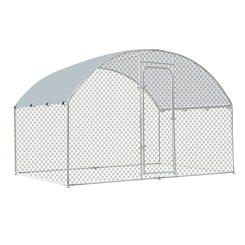 Chicken Coop Large Metal Chicken Run for 6/10 Chickens Poultry Cage with Waterproof Cover for Duck Walk-in Chicken Pen for Yard 9.8'W x 4.9'L x 6.4'H