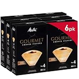 Melitta #4 Natural Brown Gourmet Cone Coffee Filters, 80 Count, Pack of 6