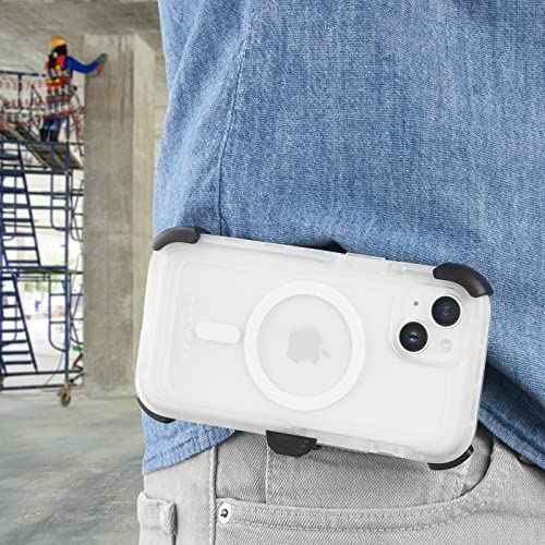 Image of Pelican Voyager Series - iPhone 14 Case /iPhone 13 Case 6.1 inch [Compatible with MagSafe] [Anti-Yellow] Magnetic Phone Cover with Belt Clip Holster Kickstand [18ft Military Grade Drop Protection] - Clear