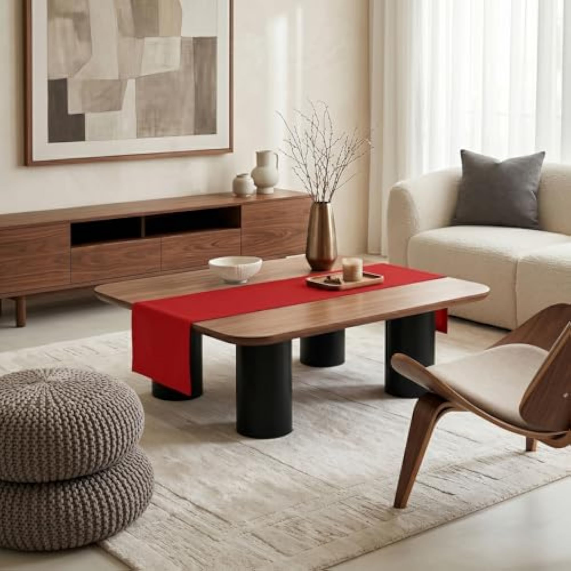 100% Pure Linen Table Runner, Athena, 14 x 48 Inch, Red