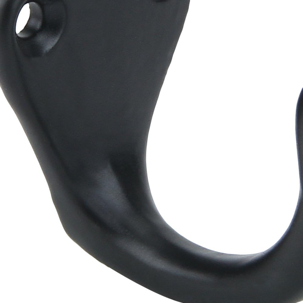 A29 Set of 12 Single Coat Hooks, Heavy Duty Wall Mounted 1 3/4 Inches, Utility Iron Decorative Hooks with Easy Installation Hardware, Black Powder Coat Finish