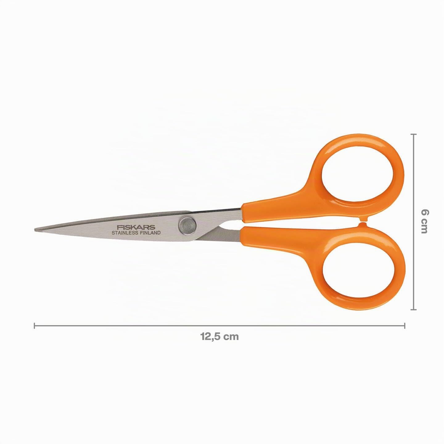 Fiskars Tijeras para trabajos manuales, Classic, Longitud: 13 cm, Para diestros y zurdos, Hoja de acero inoxidable/mangos de plástico, Naranja, 1005153
