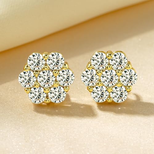 Round Halo CZ Stud Earrings 14K White Gold Plated 2.8CT for Men Women by AOKSUNS - Used condition - Image 7