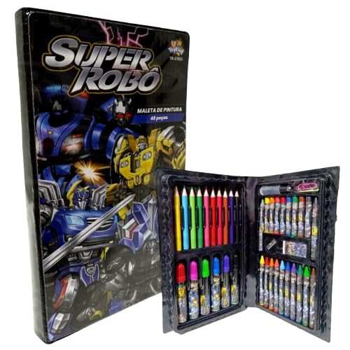 Kit Maleta De Pintura 48 Peças Super Robô TK-CR03