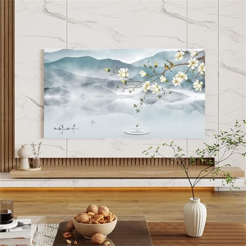 Hixingo Copertura TV Antipolvere, Stile Cinese Copri Televisore Copertura Televisore Cover TV Copri TV Protezione TV Universale Elastica Custodia Protettiva TV (40-45inch,Vista sulle montagne)