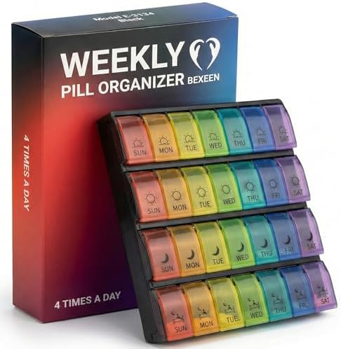 Amazon.com: Weekly Pill Organizer 4 Times a Day – Extra Large ...