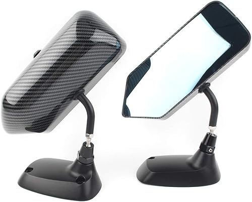 Miniatura 1 de GZYF Espejo retrovisor lateral universal estilo F1 para coche, espejos de ala azul con soportes de metal, aspecto de fibra de carbono