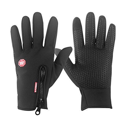 Preisvergleich Produktbild Pretop Fahrradhandschuhe, Touchscreen, wasserdicht und Winddicht, Winterhandschuhe, Radsport Handschuhe, Sporthandschuhe, Geeignet für den Outdoor Sport wie Radsport, Reiten [L, Schwarz]