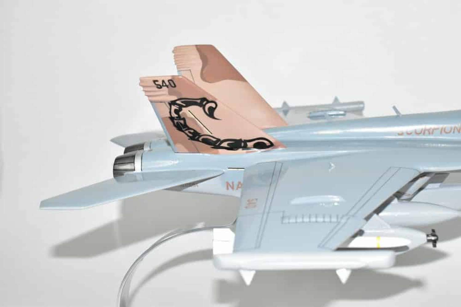 VAQ-132 Scorpions 2011 EA-18G Growler Model, Navy, 1/40th (18") Scale, Mahogany