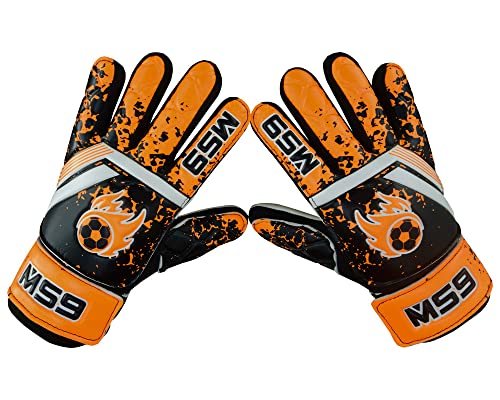 MS9 Kids Boys Children's Junior Football Goalkeeper Sports Soccer Goalie Gloves, Orange, Size 6 - Age 13 to 15 Years - Image 2