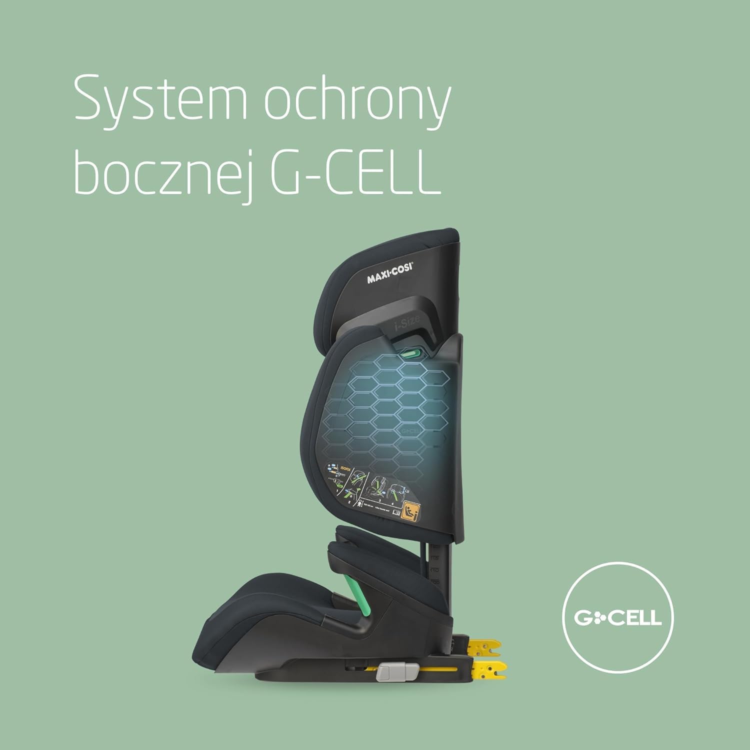 Maxi-Cosi RodiFix M i-Size, Fotelik samochodowy, 3,5–12 lat, 100–150 cm, Fotelik samochodowy ISOFIX, System ochrony bocznej G-CELL, Regulacja wysokości, Szybkie i łatwe zapięcie, Basic Grey