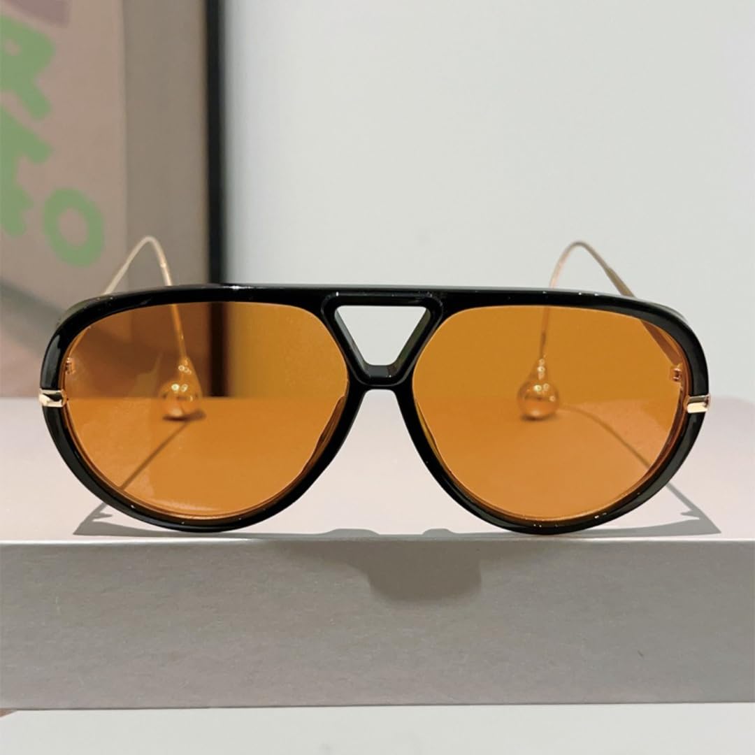 Occhiali da sole oversize alla moda con doppio ponte, sfumature sfumate, da donna, di lusso