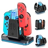 Joycon 2/1 & Proコントローラー用スイッチコントローラー充電器、Joy con充電ドック、9つのRGBライトモード、6イン1充電ステーション、4つのジョイコン/2つのプロコントローラー、LEDインジケーター付き。