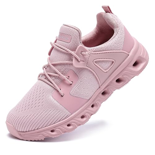 ChicStride Boys Girls Tennis Running Shoes Kids Slip On Sneakers Athletic Walking Shoes LightPink Size 4
