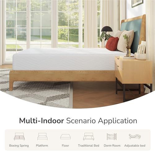 Image of MLILY King Mattress in a Box, 14 inch Mattresses for Platform Bed Double Size Daybed, Green Tea Memory Foam Mattress for Cool Sleep & Pressure Relief, Medium