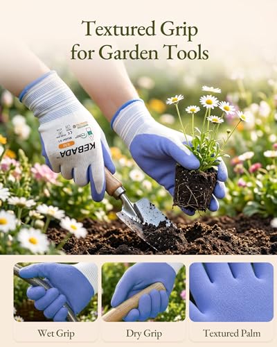 Image of Kebada Gardening Gloves for Women, MicroFoam Latex Coated, Gifts, 6 Pairs