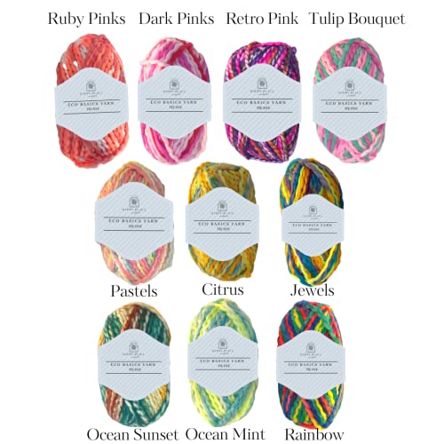 2Pk Eco Basics Tie Dye Yarn For Knitting And Crocheting, Multicolor, Recycled Acrylic, Eco-Friendly, Giant Chunky Yarn, Rainbow, Jumbo, Thick Blanket Yarn, Total 300G, 150M (Pastels) #TOP7