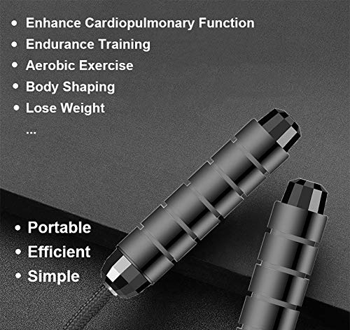Weighted Jump Rope Speed Jumping Rope Heavy Rope Skipping Workout Rope Length Adjustable Grips for Women Men Kid Gym Home Fitness Exercise Weight Loss Crossfit MMA Boxing Cardio Endurance Training