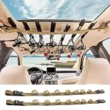 PSKOOK Vehicle Fishing Rod Holder, Fishing Rod Carrier for Car, Fishing Rod Rack 7 Rod Capacity, Heavy Duty Adjustable 33.5-66.9 Inch for SUV/Wagons/Van/Jeep/Truck, No-Tool Installation