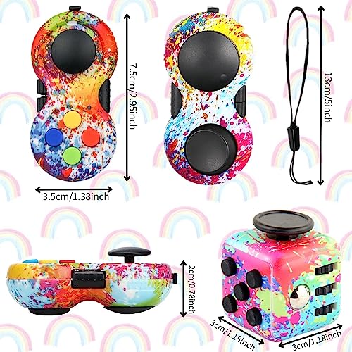 Steemjoey 2Pcs Anti-Stress Würfel Spielzeug, Fidget Toy Cube, Fidget Pad Controller zum Stressaubbau bei Nervösität für ADD, ADHS, Autismus, Teenager, Kinder, Erwachsene (Farbe)
