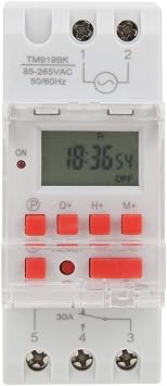 TM919BK 85 265V AC 30A LCD 7 Days Programmable Digital Timer Switches, 16 ON Off Programs, Countdown Function, Large LCD Display
