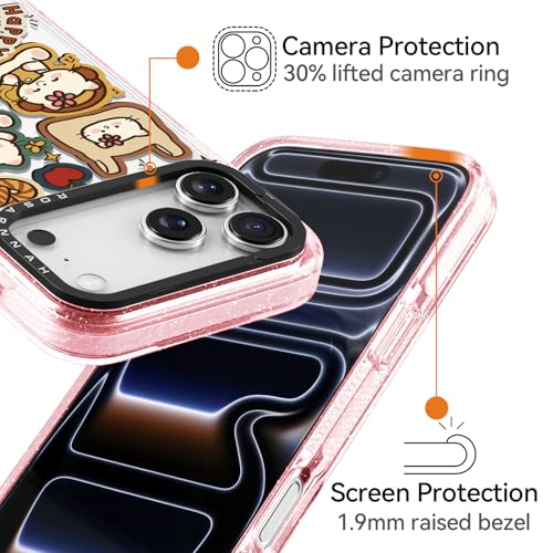 Coque iPhone Pro pailletée rose Rosarnnah antichoc chat - 4