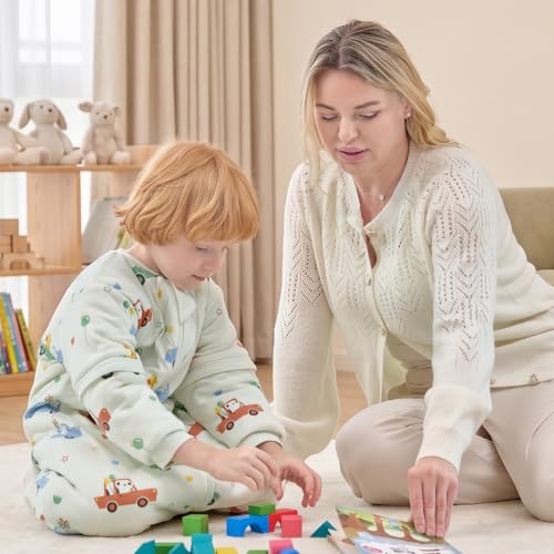 MlKAFEN Baby Schlafsack Langarm mit fuBen 3,5 tog, Winter babyhöhe 105-115cm – Ansicht 2