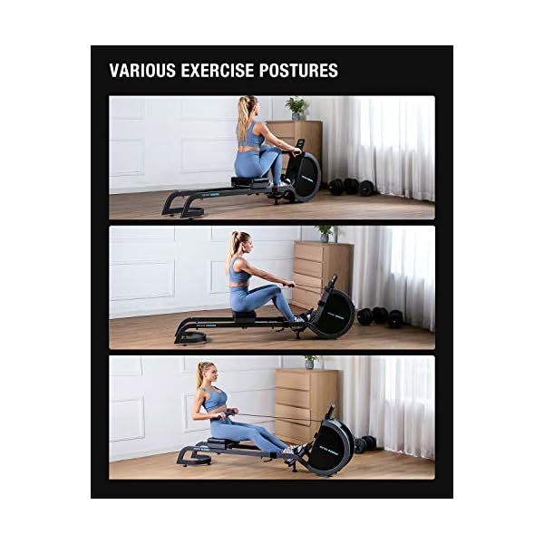 OVICX R100 Foldable Home Rower with Adjustable Foot Plate, Extra Long Track, and 16 Point Intensity Levels for Full-Body Workouts