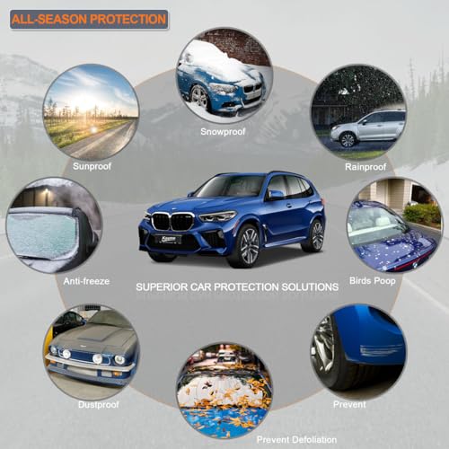 Image of Kayme 6 Layers SUV Car Cover Custom Fit for BMW X5 (2007-2025) Waterproof All Weather for Automobiles, Outdoor Full Cover Rain Sun UV Protection.Silver